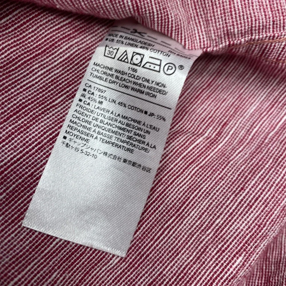 Banana Republic Linen Cotton Shirt Mens L Red Slim Fit Long Sleeve Casual Summer